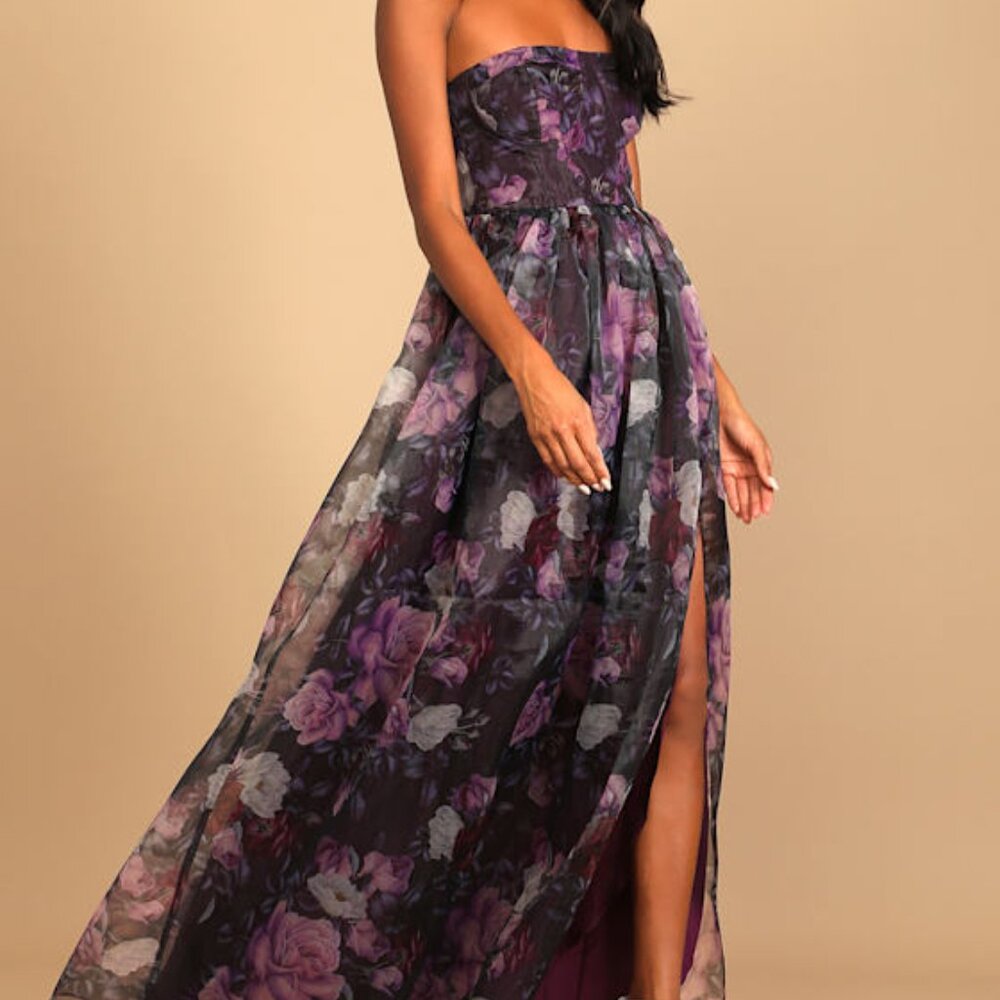 Lulu's Purple Floral Maxi Dress
